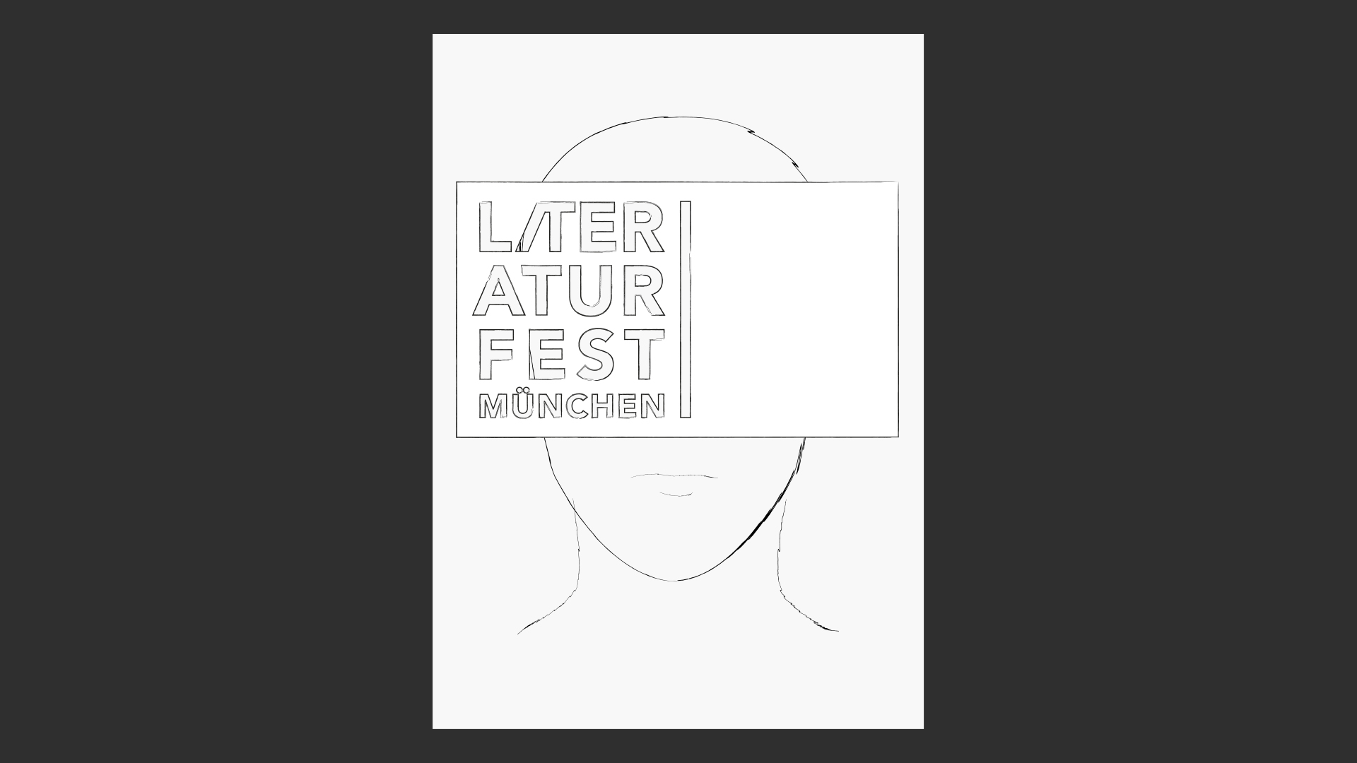 Skizze des Logos, welches die Augen einer Person verdeckt.