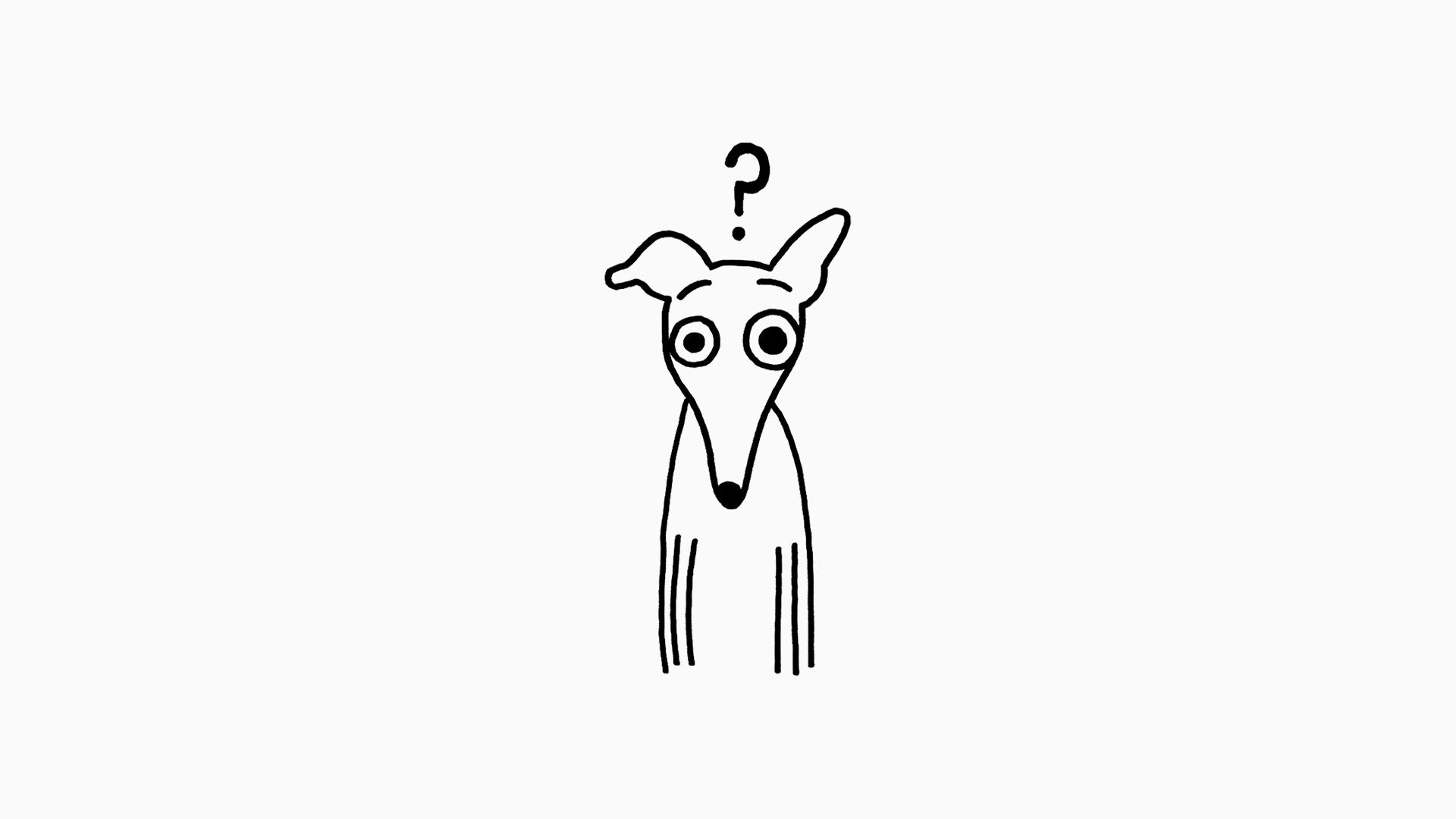 Illustration eines Hundes mit Fragezeichen über dem Kopf.