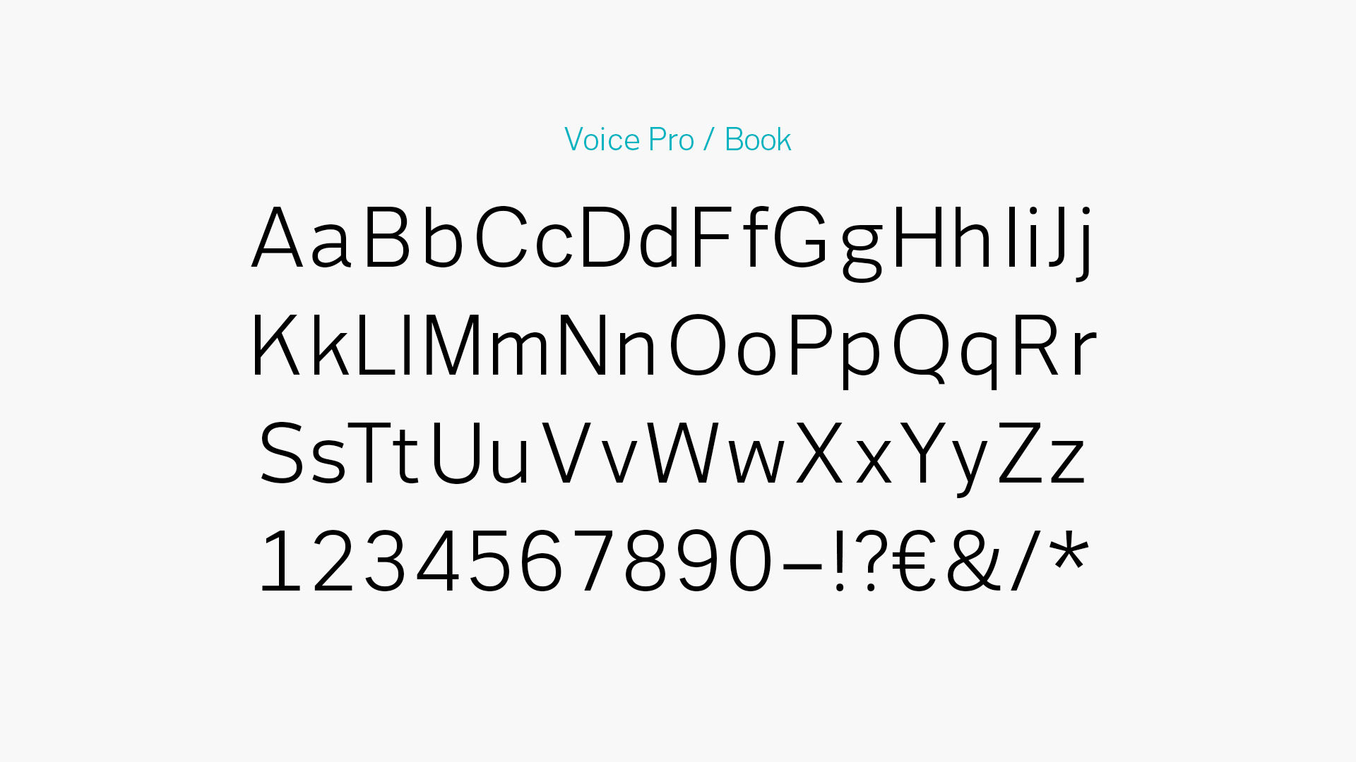 Übersicht der Schrift Voice Pro /Book.