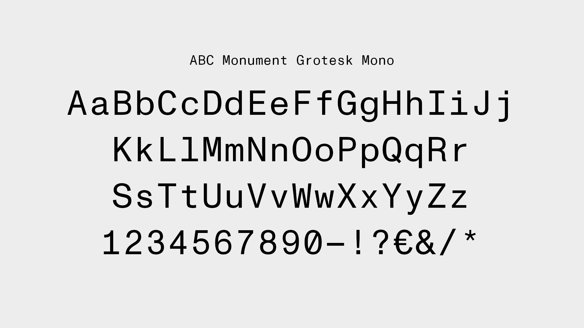 Abbildung der Corporate Schrift „ABC Monument Grotesk Mono“.