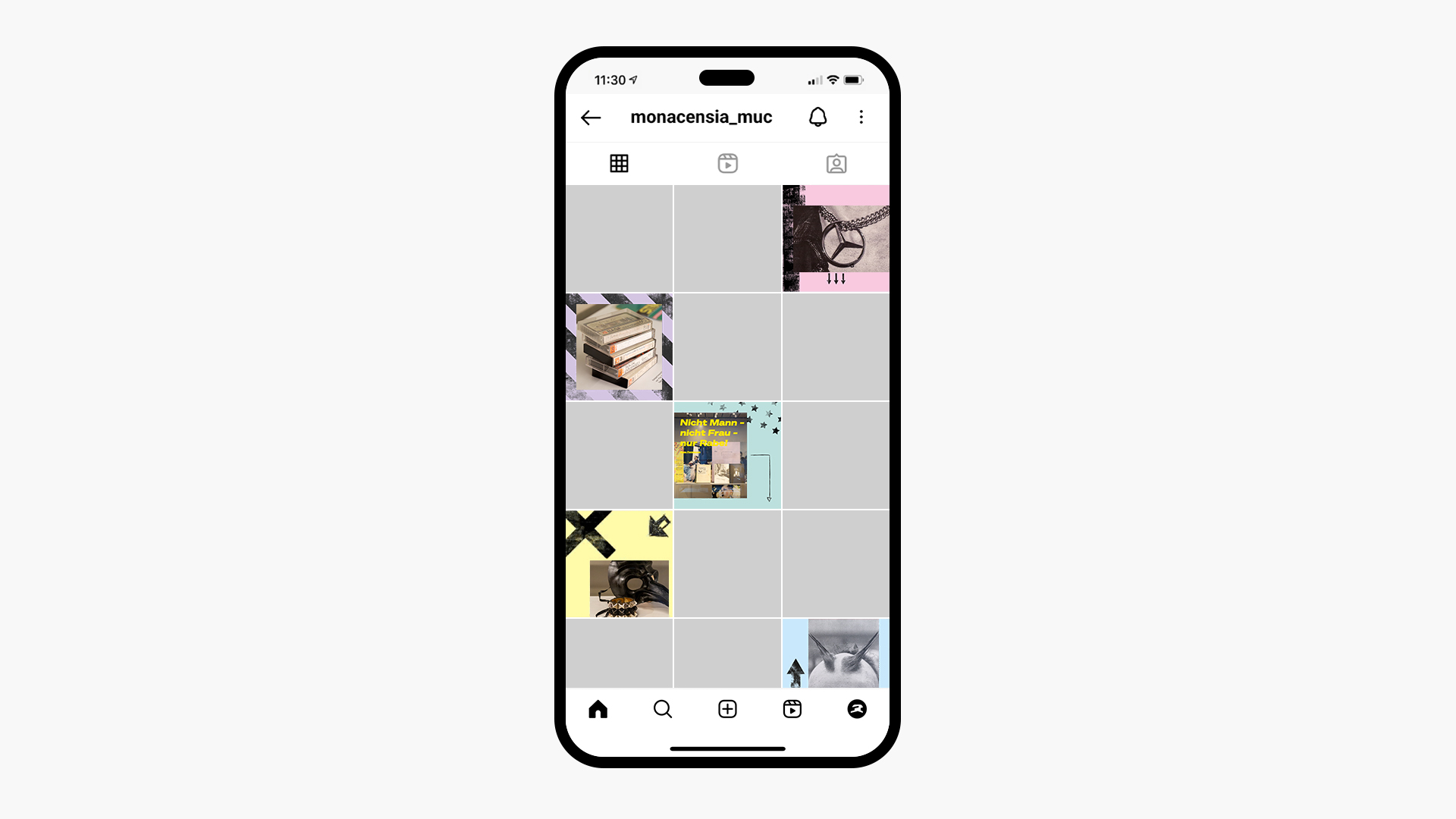 Screenshot vom Instagram Profil mit Beiträgen zur Ausstellung.