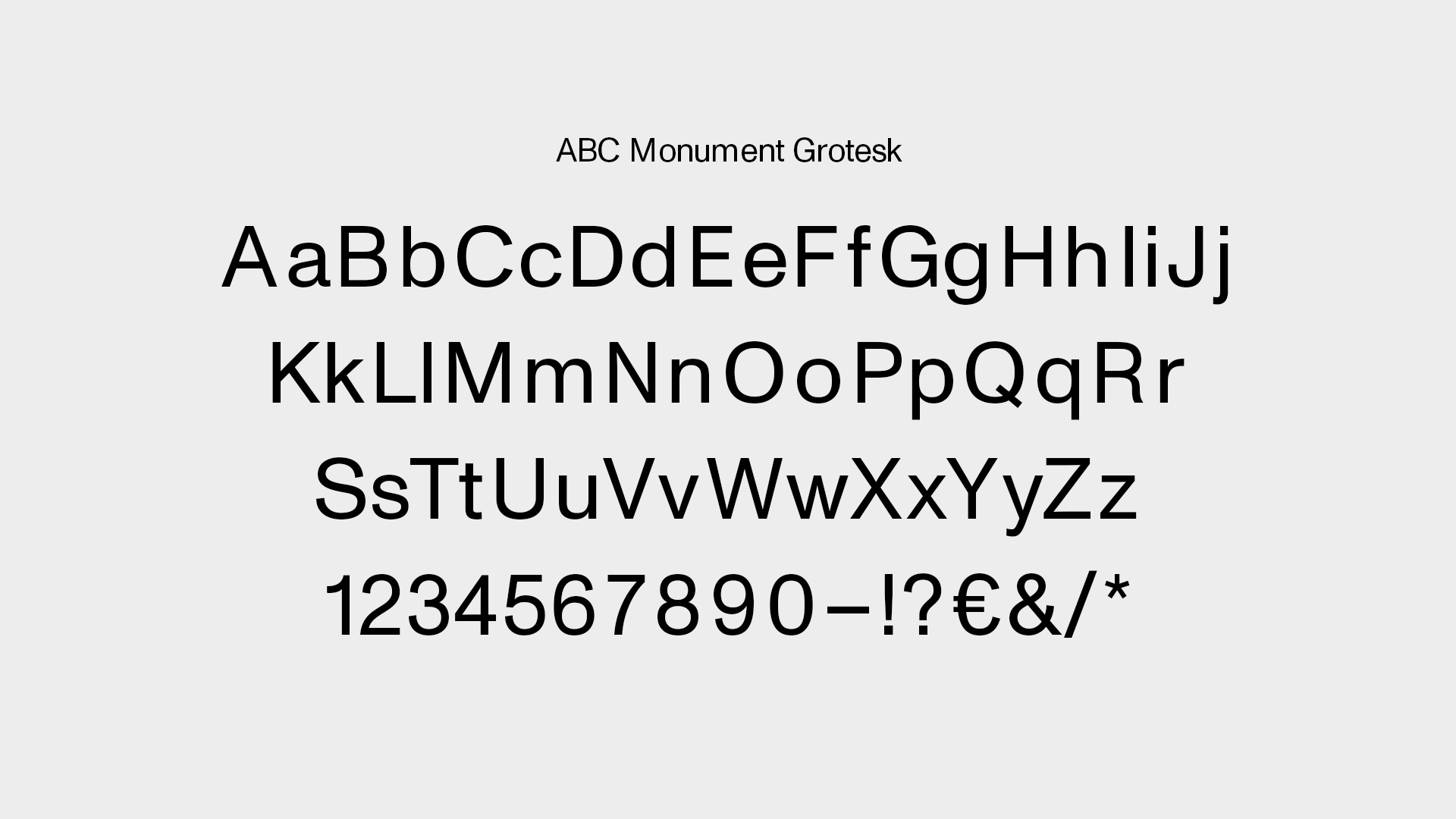 Abbildung der Corporate Schrift „ABC Monument Grotesk“.