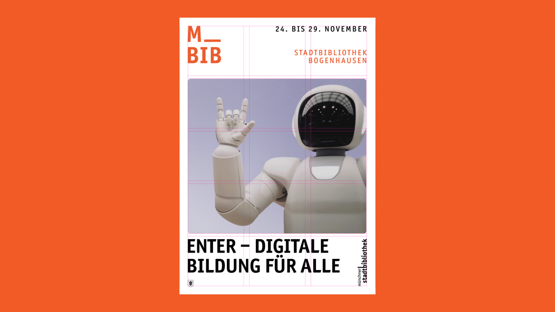 Corporate design System für die Münchner Stadtbibliothek. Corporate Design erstellen lassen – Branding Agentur München gestaltet Plakate und visuelle Kommunikation