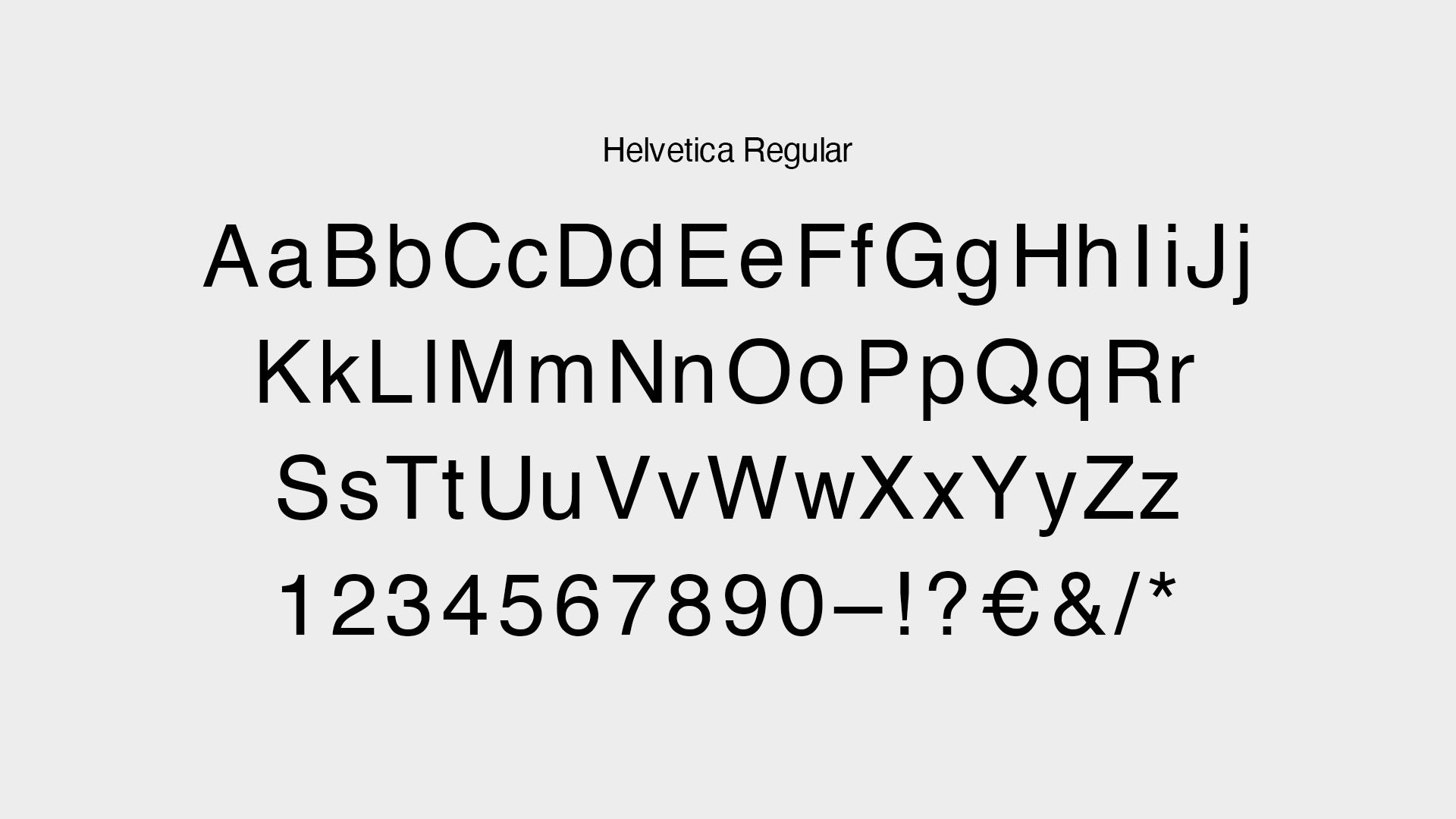 Übersicht der Schrift Helvetica Regular.
