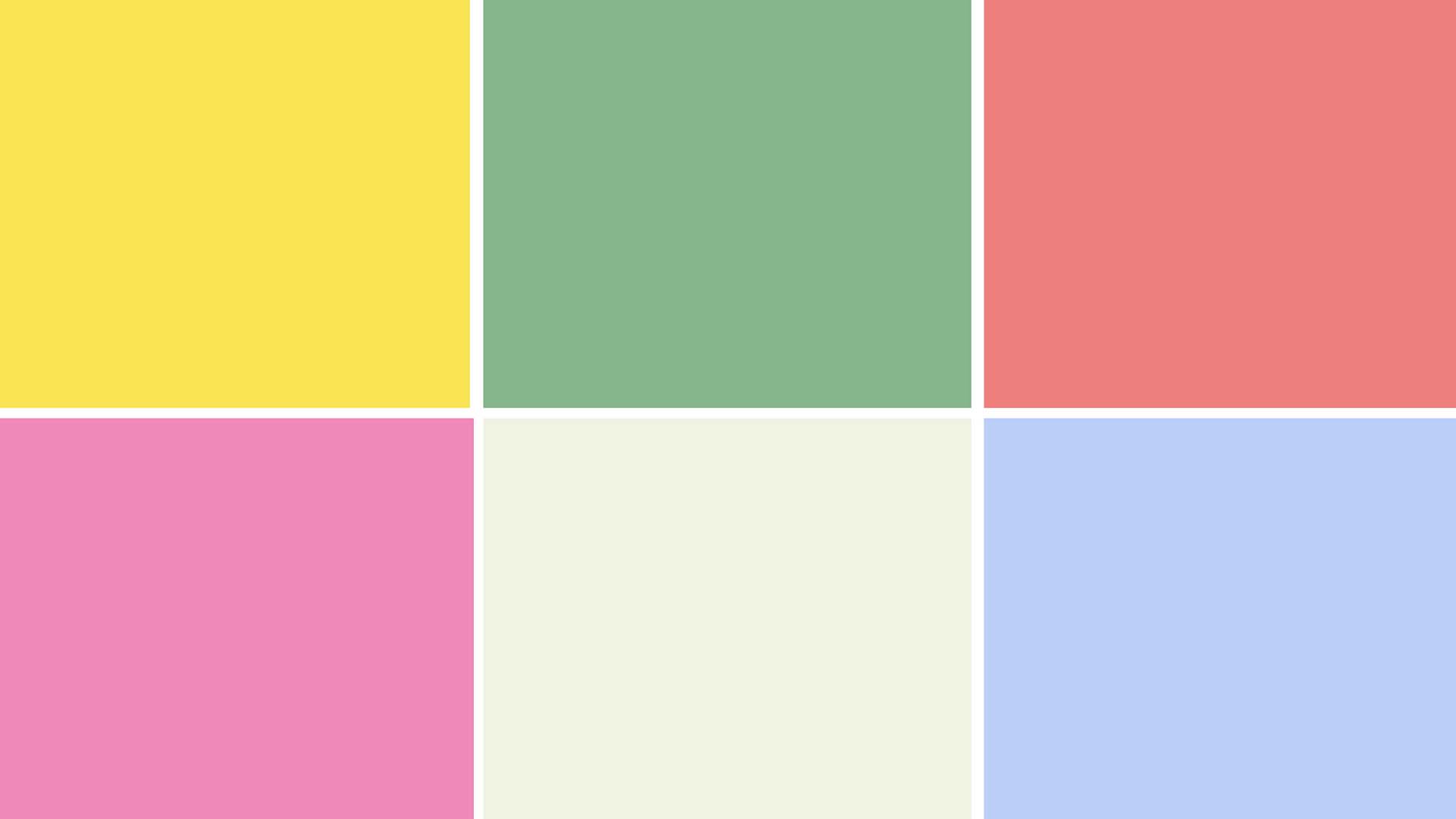 Farbpalette in Gelb, Grün, Koralle, Pink, Creme und Blau