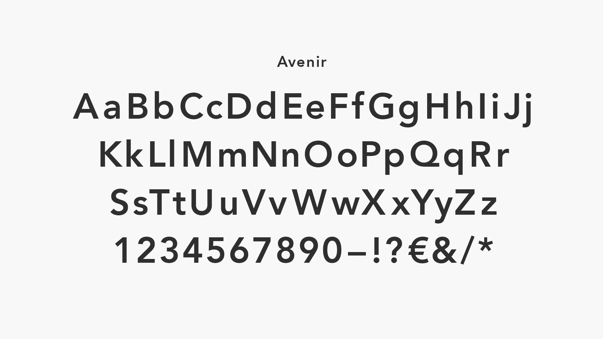 Abbildung des Schriftschnitts „Avenir“.