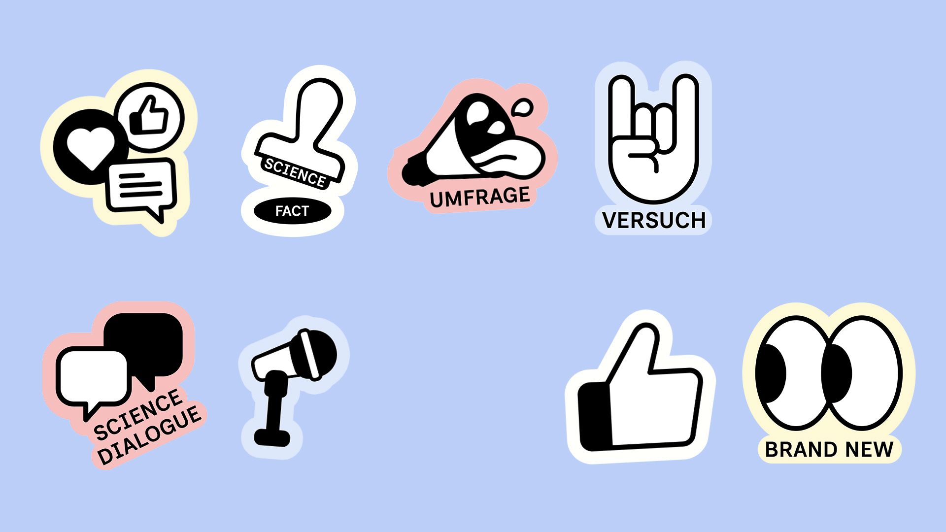 Übersichtsanimation des Illustrierten Sticker-Sets der Social-Media-Identität 'Let's dog about science'