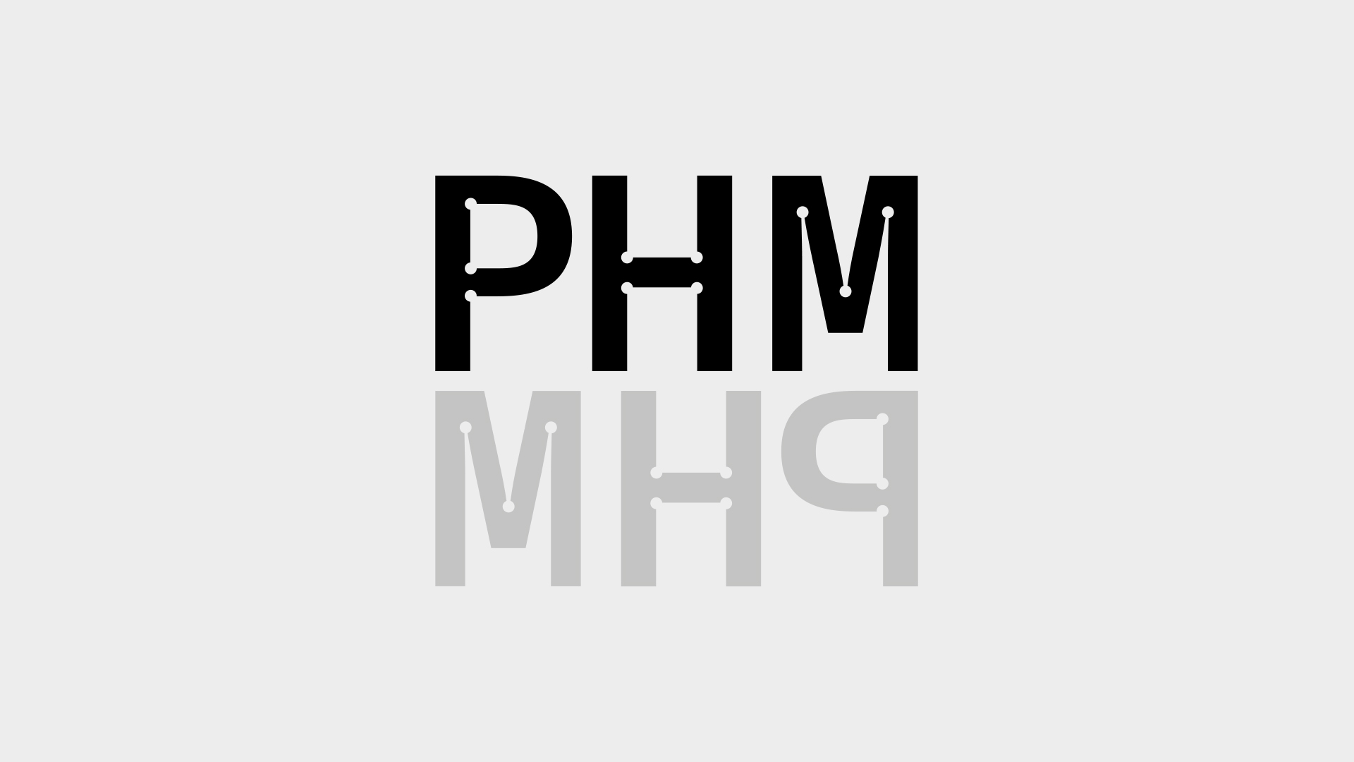 Abbildung des Social Media Logos. Die Abkürzung PHM steht einmal linksbündig und darunter einmal rechtsbündig in abgeschwächter Deckkraft.