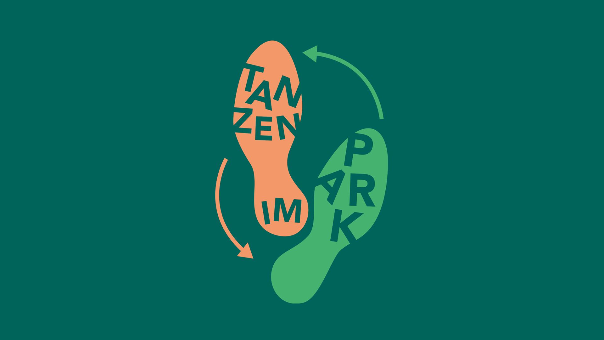 Zusehen sind zwei Schuhabdrücke mit dem Schriftzug „Tanzen im Park“.