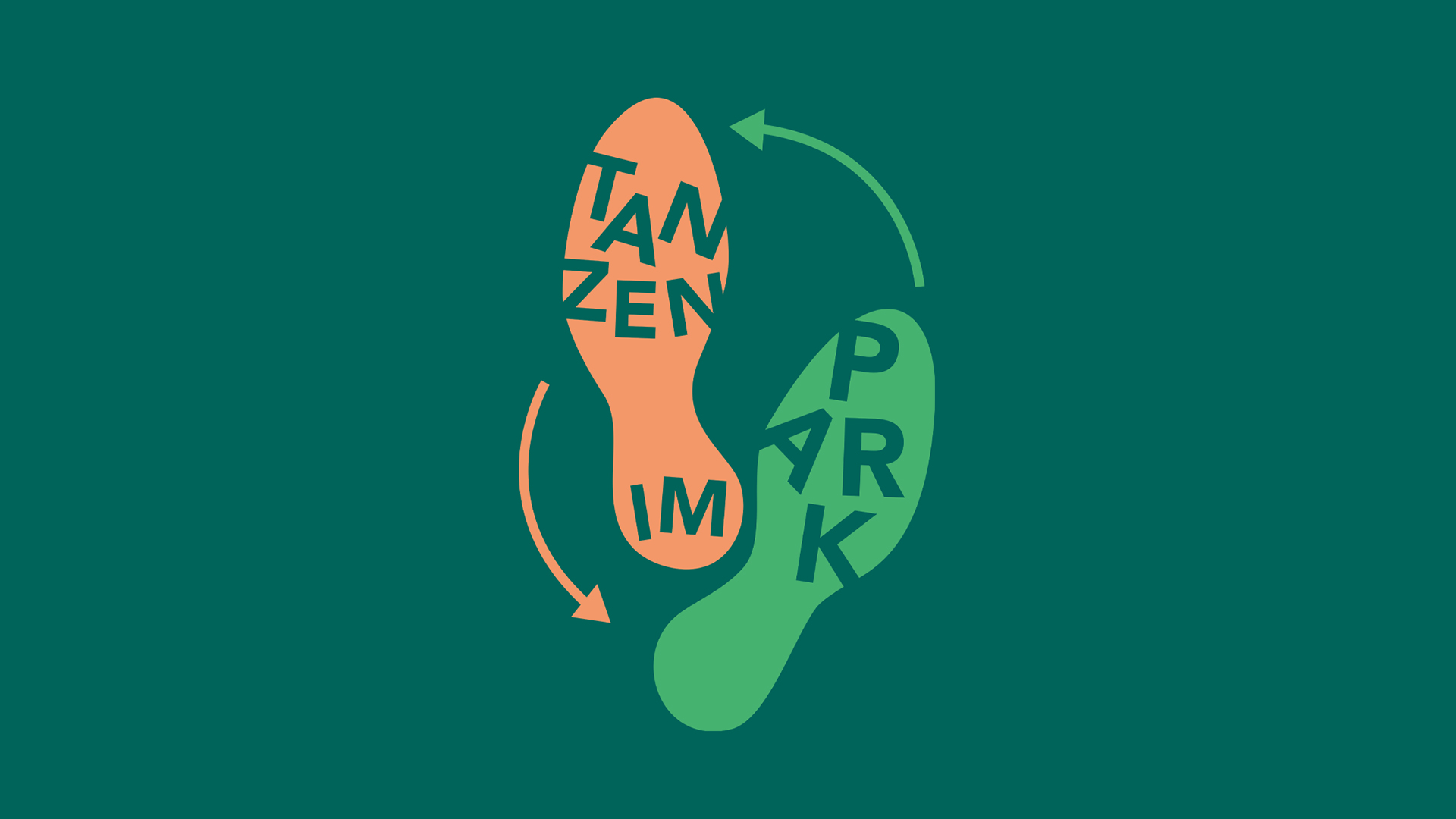 Zusehen sind zwei Schuhabdrücke mit dem Schriftzug „Tanzen im Park“.